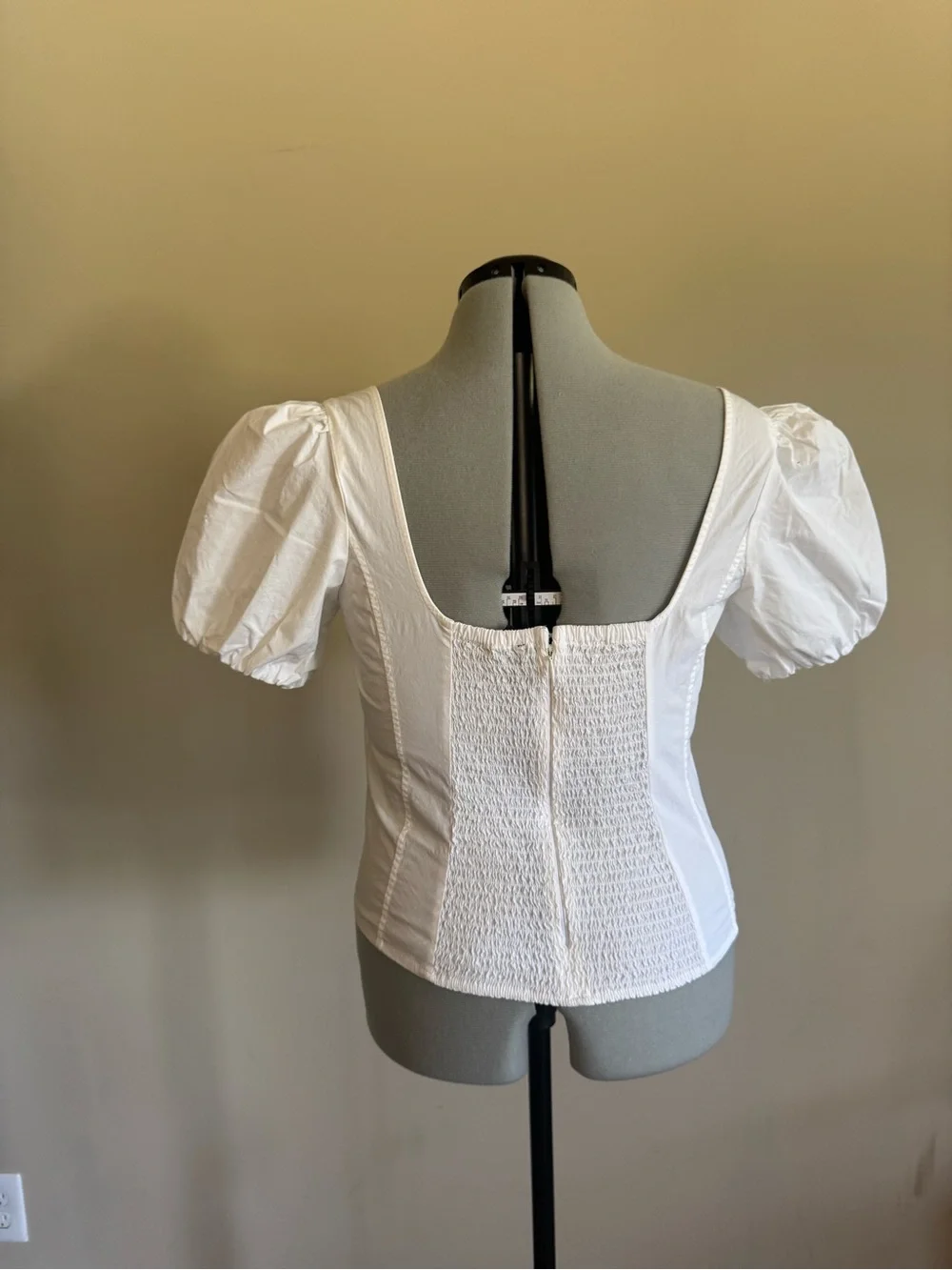 J. Crew White Puff Sleeve Square Neck Top - size 8